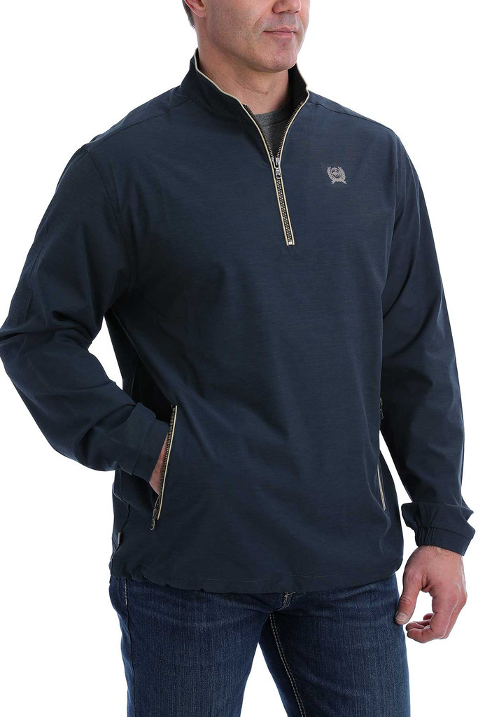 Men's Cinch Pullover, 1/4 Zip, Navy with Gold Accents