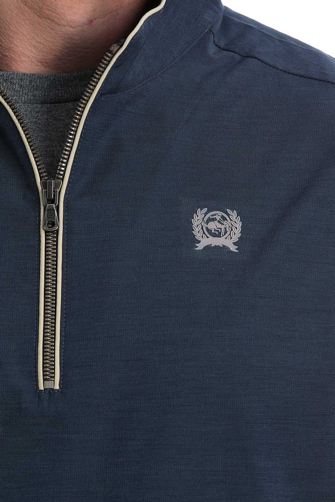 Men's Cinch Pullover, 1/4 Zip, Navy with Gold Accents