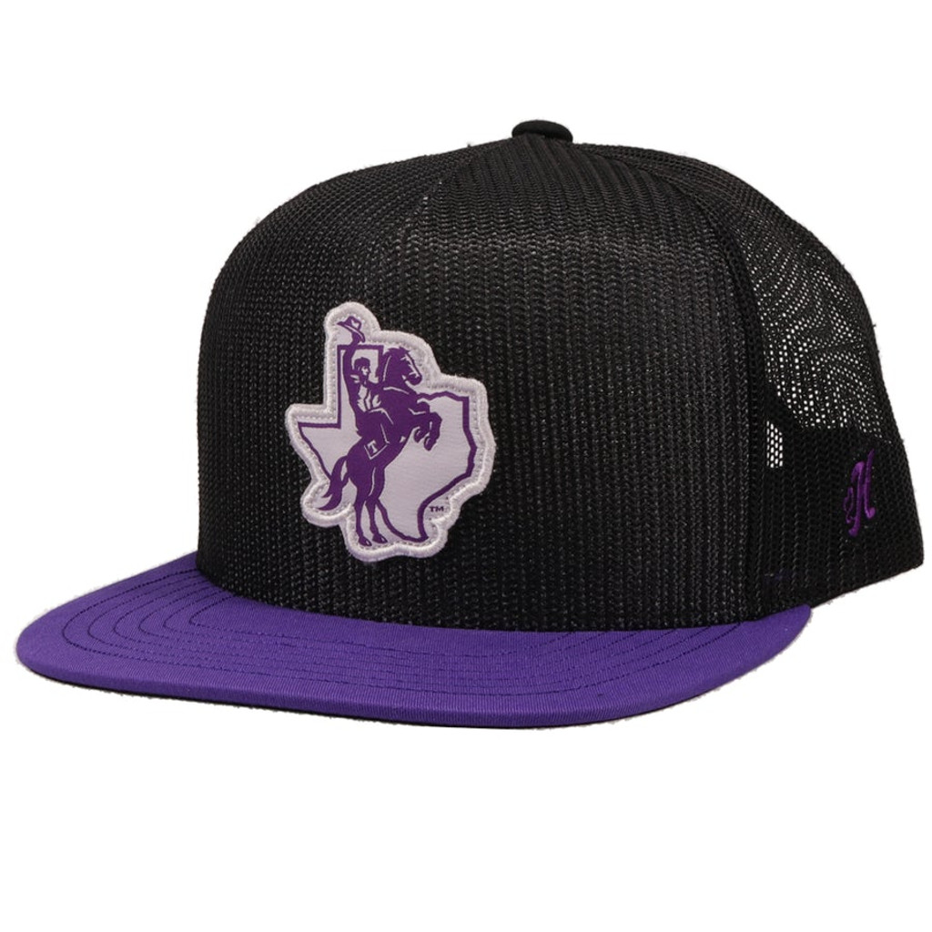 Men's Hooey Tarleton Cap, Black with Purple Bill, Purple & White Tarleton Logo