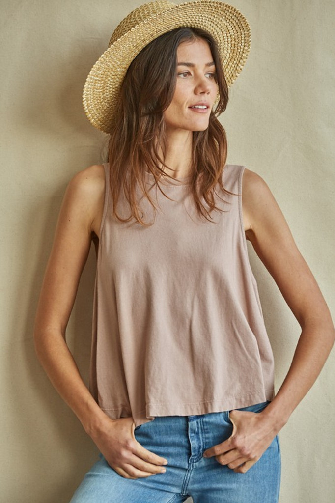 Women's By Together Tank, Crop with Ruffle Down Center Back
