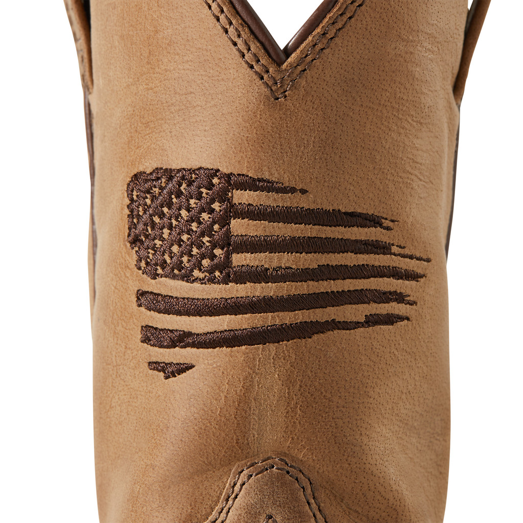 Youth Ariat Boot, Patriot II, Brown Vamp, Brown Shaft with American Flag