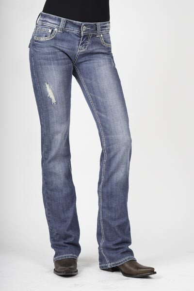 Stetson Women's Bootcut Jeans - Stretch Denim, Low Rise, Five-Pocket Style (Royal Blue)