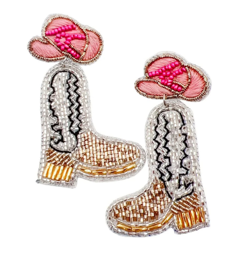 Treasure Jewels Earrings, Pink Hat Boots