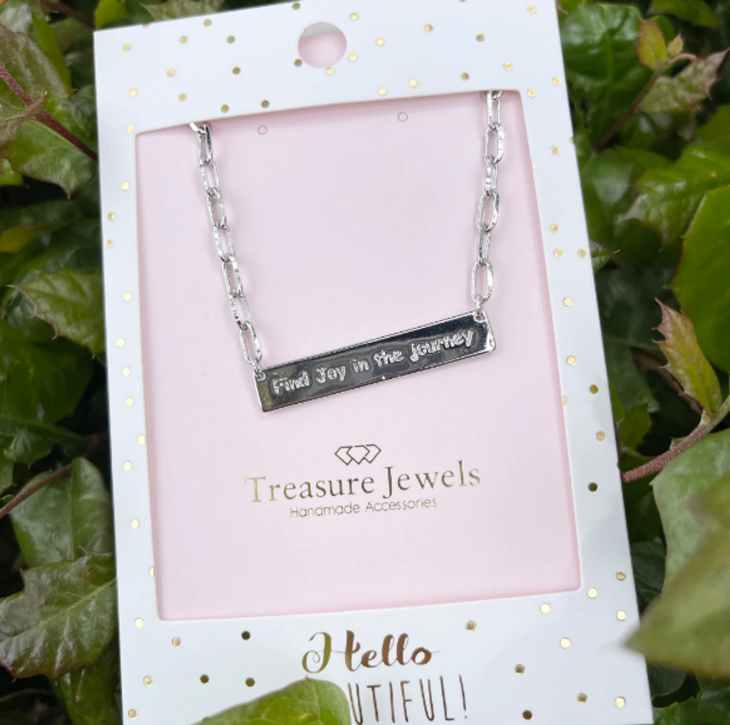 Treasure Jewels Necklace, Find Joy in the Journey, Silver