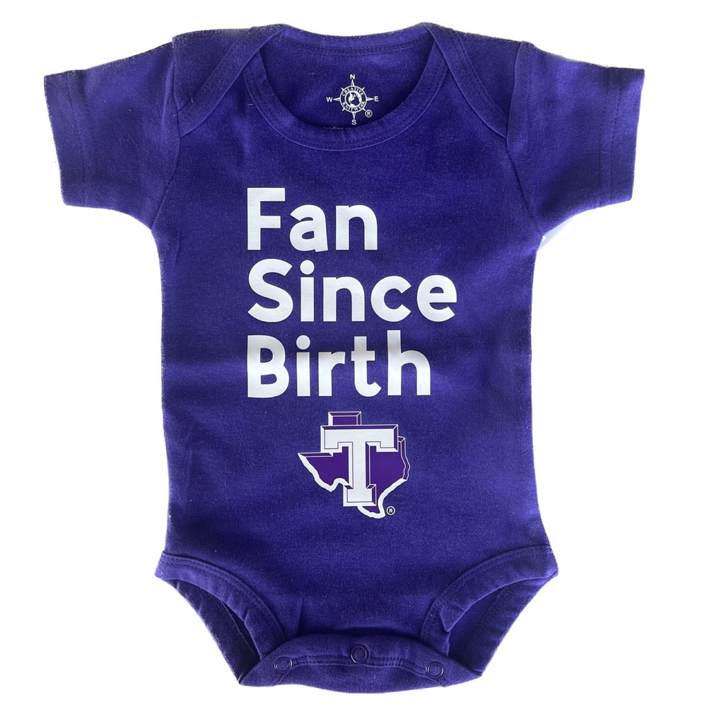 Baby TSU Onesie, Purple, Fan Since Birth