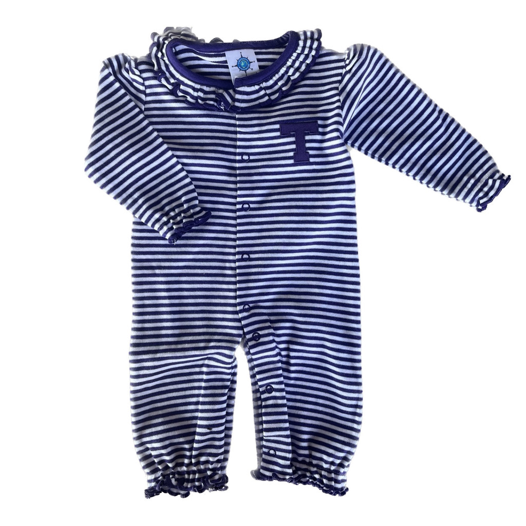 Baby TSU Gown, Romper Convertible, Striped Ruffles