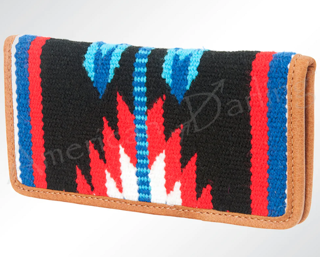 American Darling Wallet, Red, Black and Turquoise Aztec Saddke Blanket