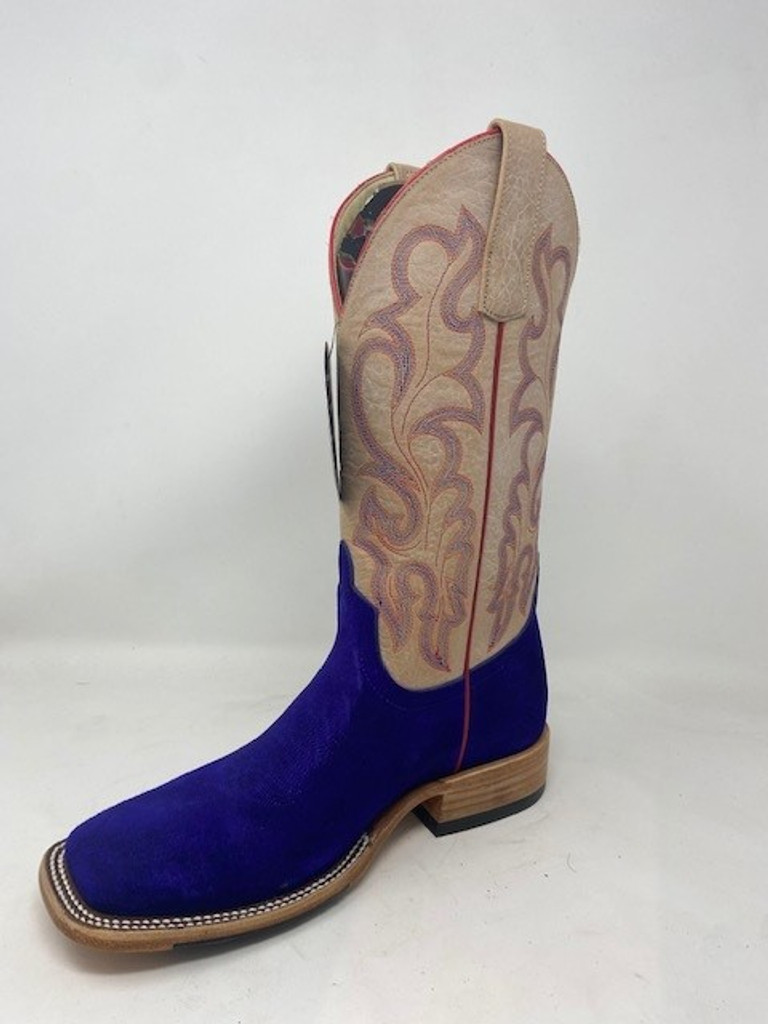 Women's Macie Bean Boot, Purple Suede Vamp, Tan Shaft with Purple & Red Stitching