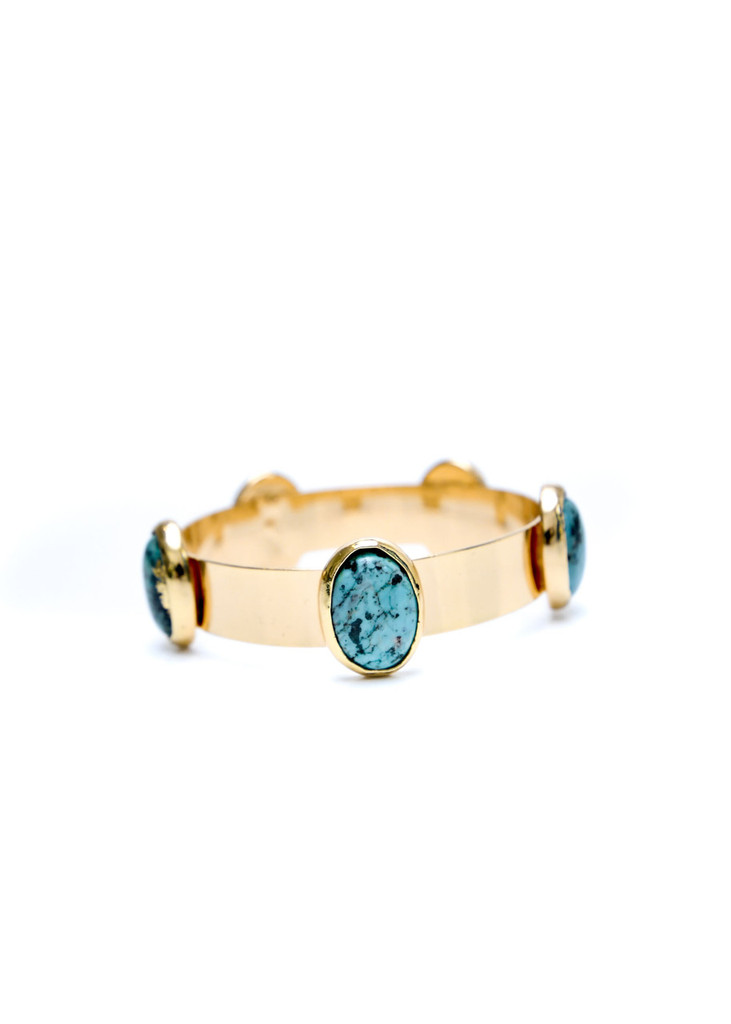 West & Co Bracelet, Gold Bangle with 5 Turquoise Stones