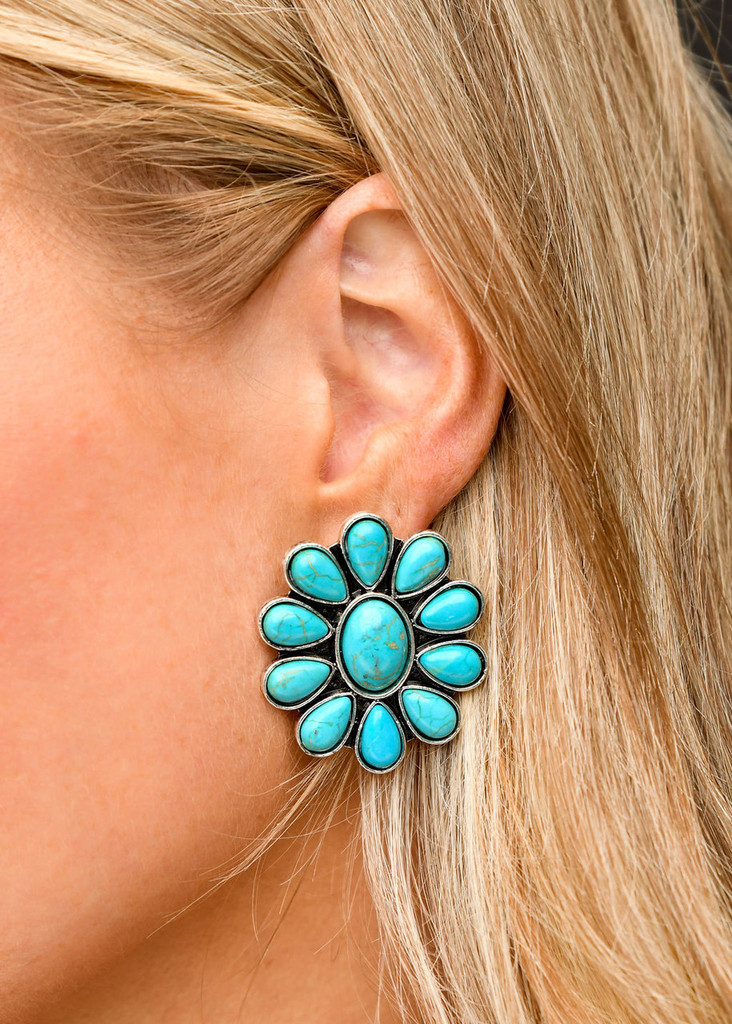 West & Co Earrings, Turquoise Flower Cluster Studs