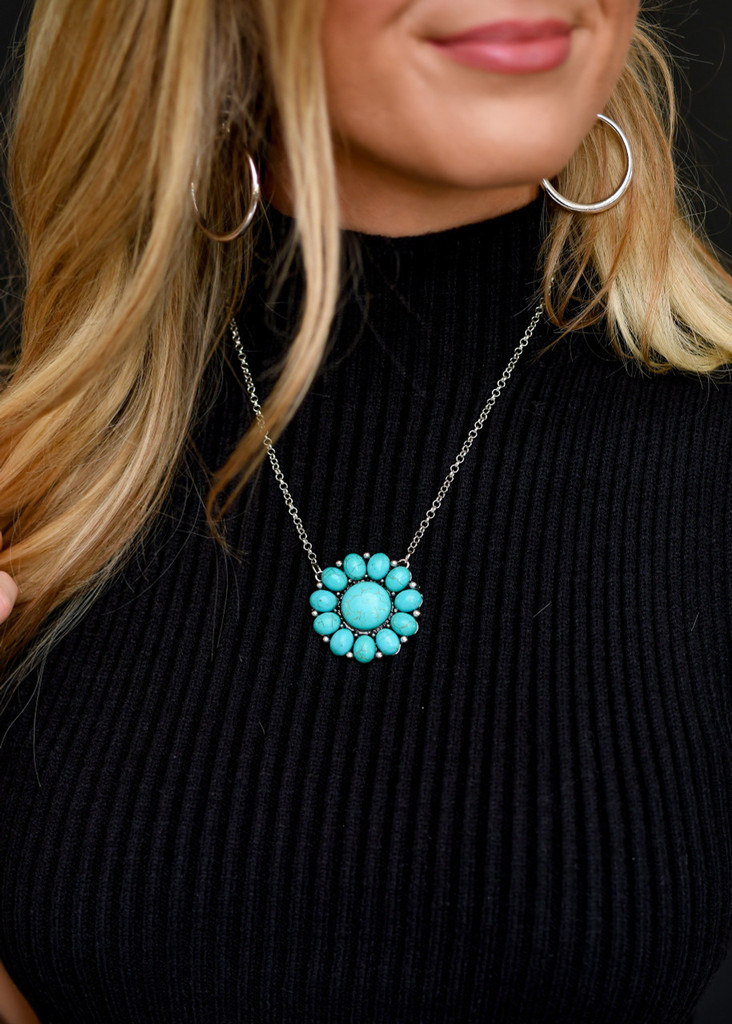 West & Co Necklace, 18" Turquoise Flower