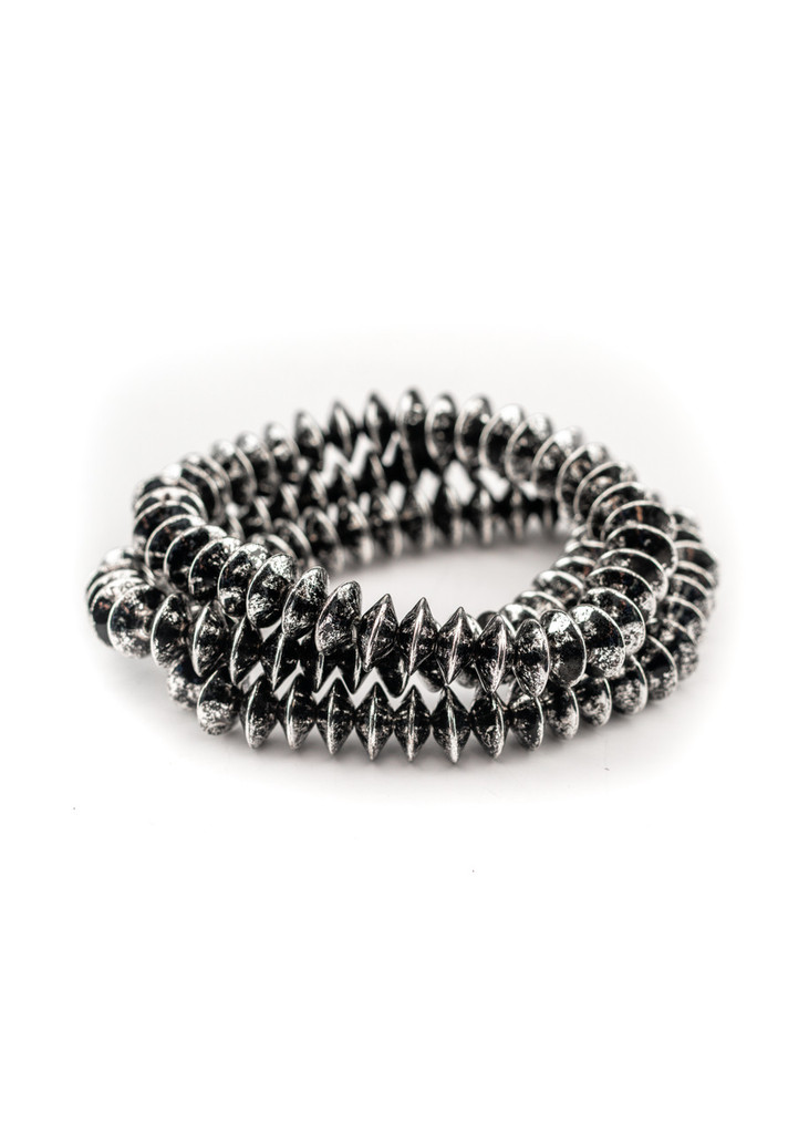 West & Co. Bracelet, 3 Strand Silver Disk Bead