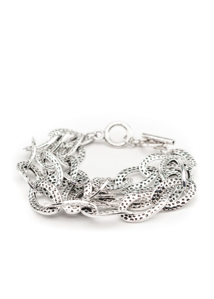 West & Co. Bracelet, 3 Strand Hammered Silver Chain