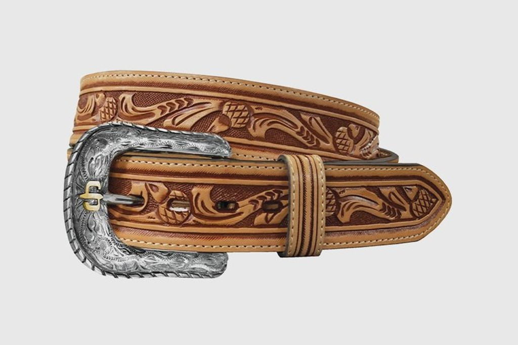 Men's Stetson Belt, Tan Acorn Tooling, Stetson Buckle