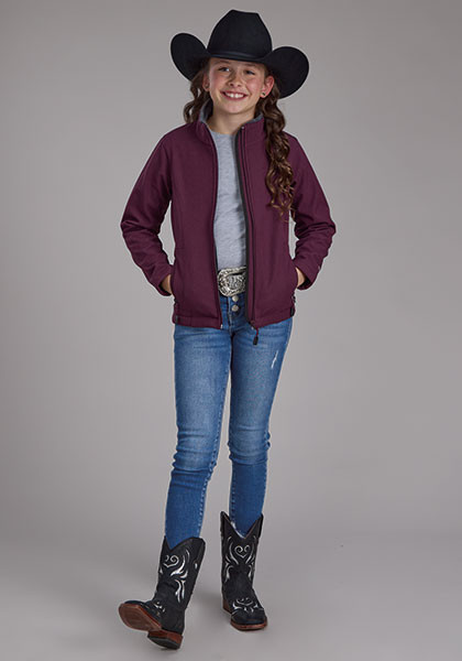 Girls Roper Jacket, Maroon Tech Fleece
