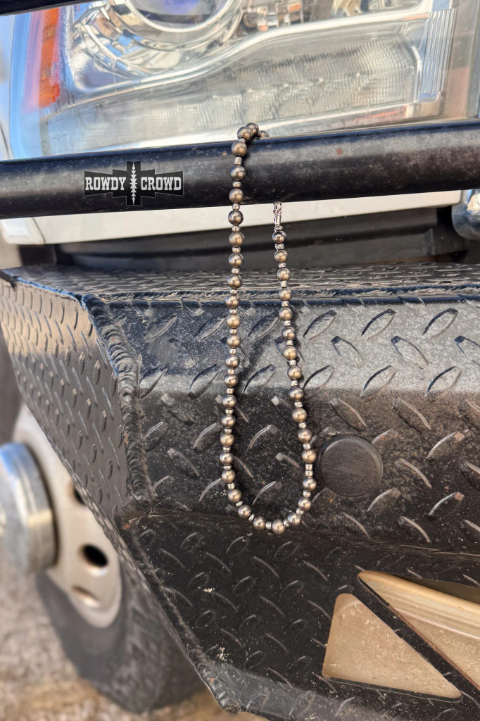 Rowdy Crowd Necklace, Western Pearls, Dark Silver