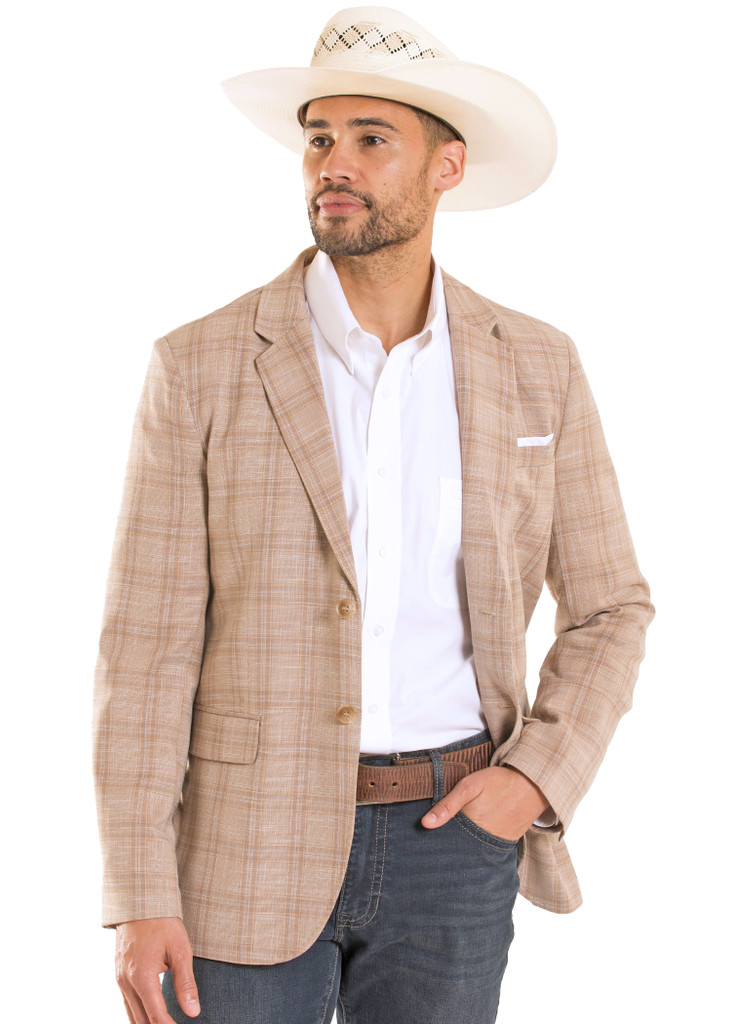 Men's Rock & Roll Sports Coat, Tan Plaid