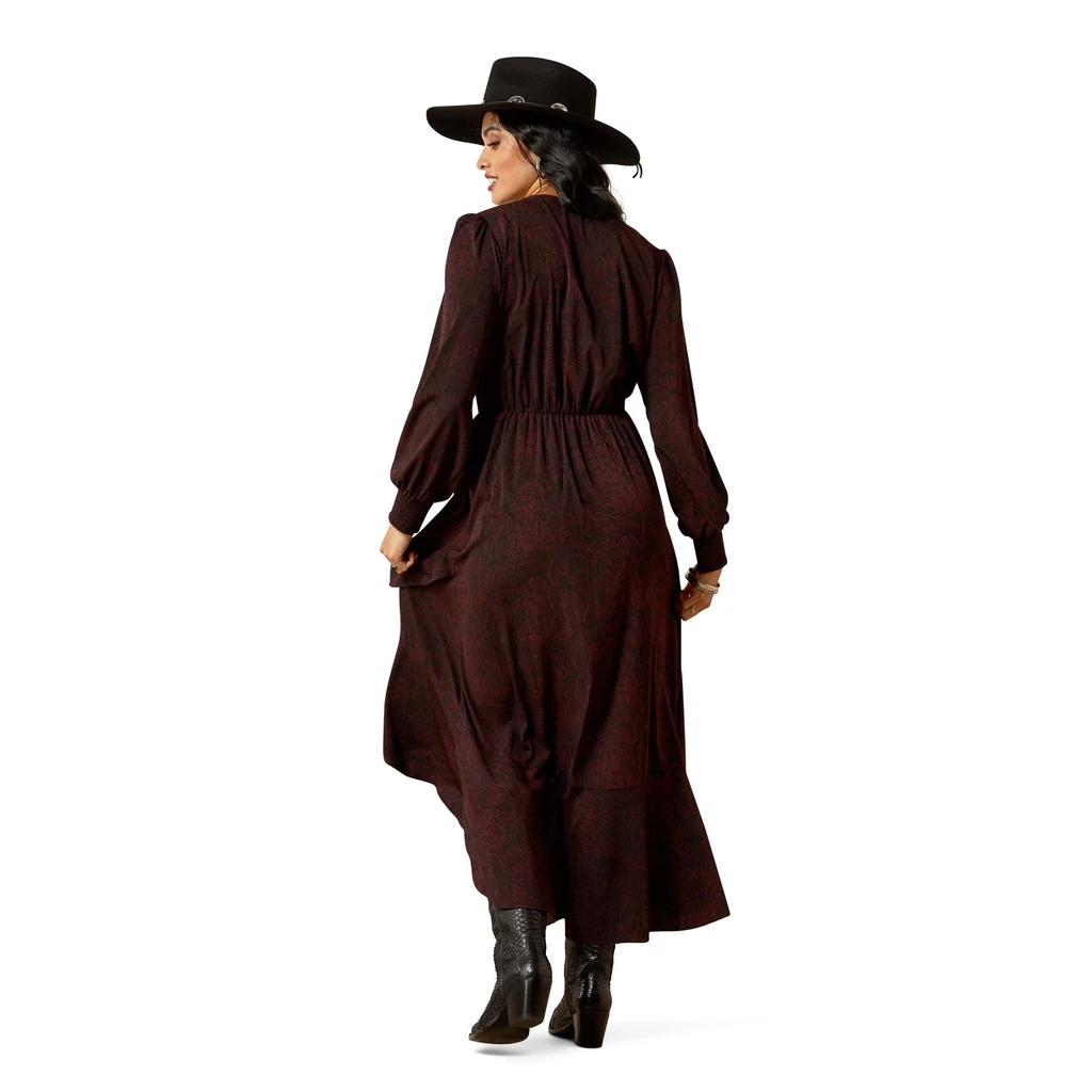 Women's Ariat Dress, Arizona, Black and Red Python Snake Print