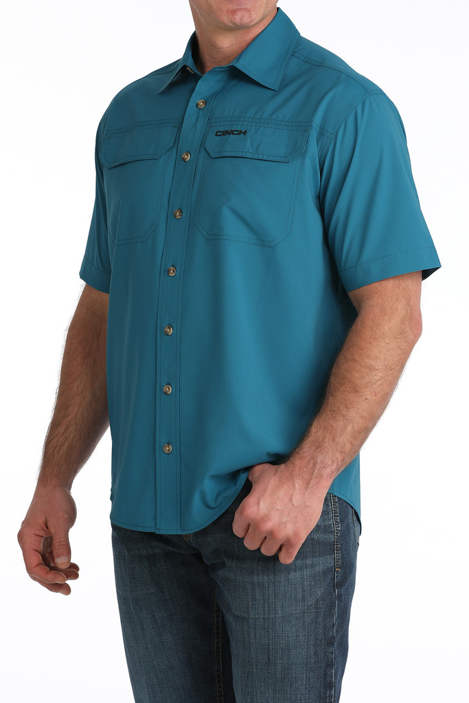 Men's Cinch S/S, Teal ArenaFlex, Double Chest Pocket