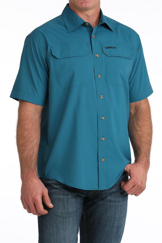 Men's Cinch S/S, Teal ArenaFlex, Double Chest Pocket