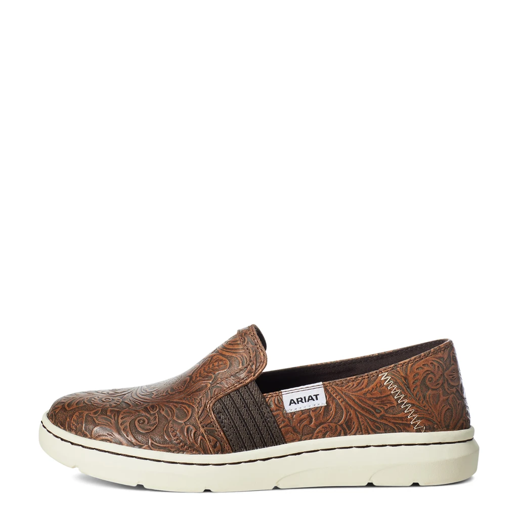 Women's Ariat Shoe, Ryder, Brown Floral Embossed Tooling
