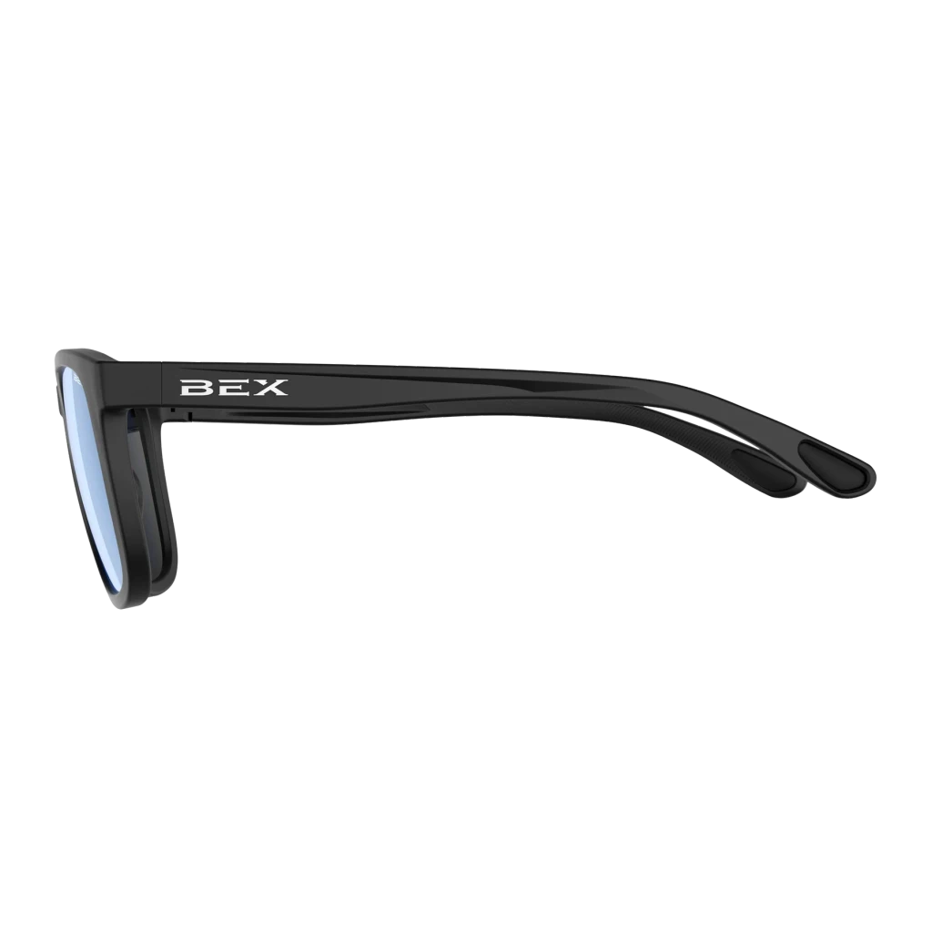 Bex Sunglasses, Zion, Black and Gray Frame, Sky Blue Lens