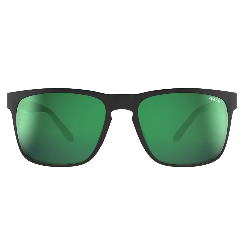 Bex Sunglasses, Jaebyrd X OTG, Black and Sienna Frame, Green Angler Pro Lens