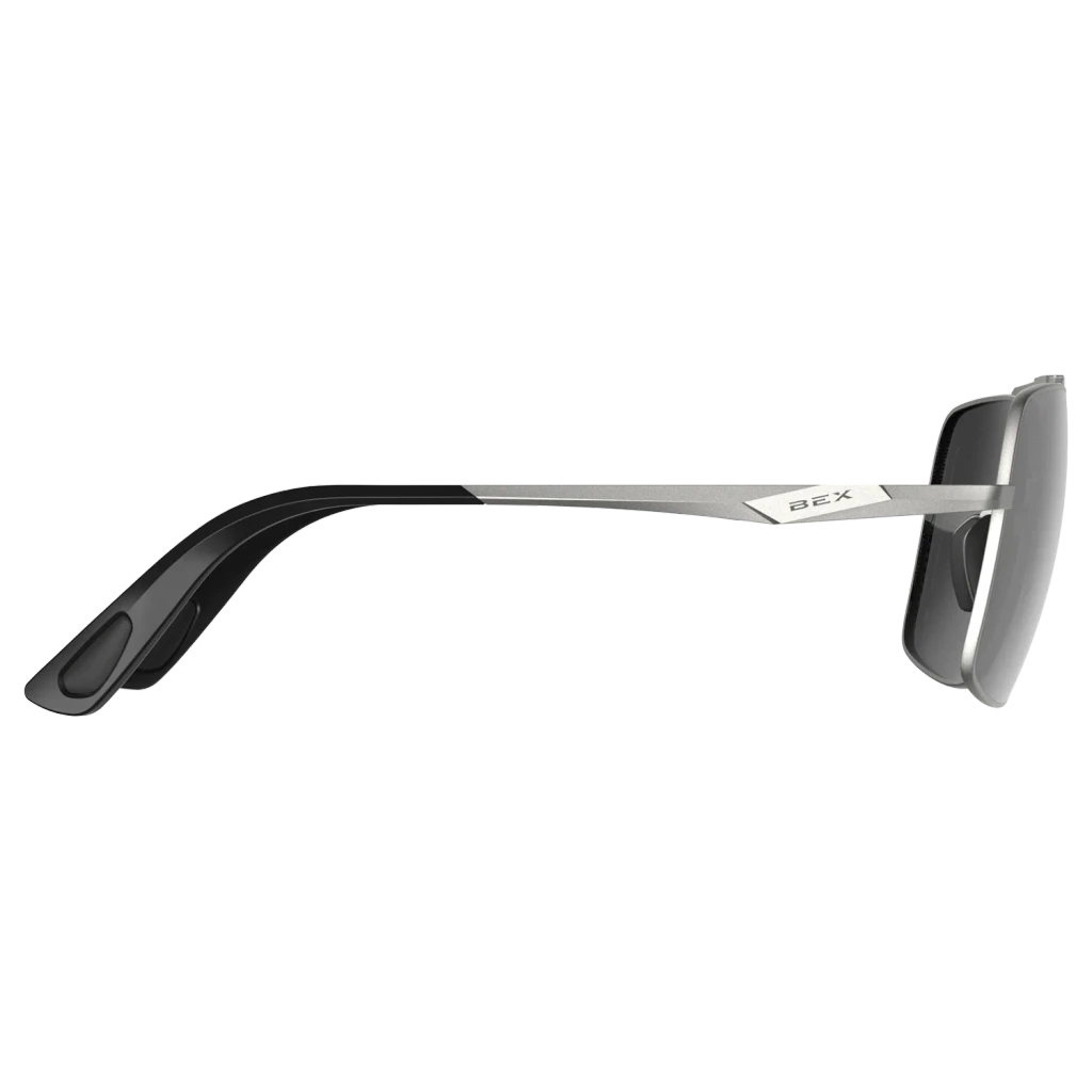 Bex Sunglasses, Wing, Matte Silver, Gray and Silver Frame