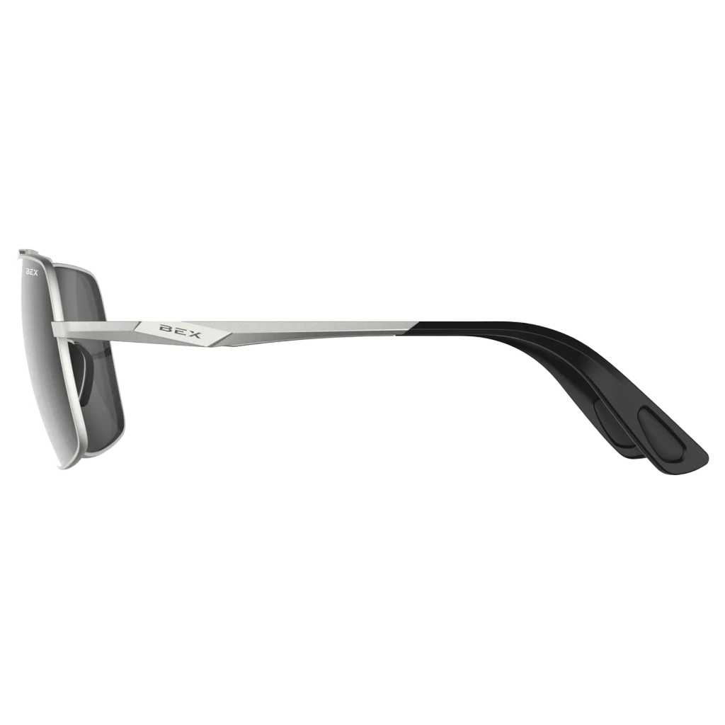 Bex Sunglasses, Wing, Matte Silver, Gray and Silver Frame