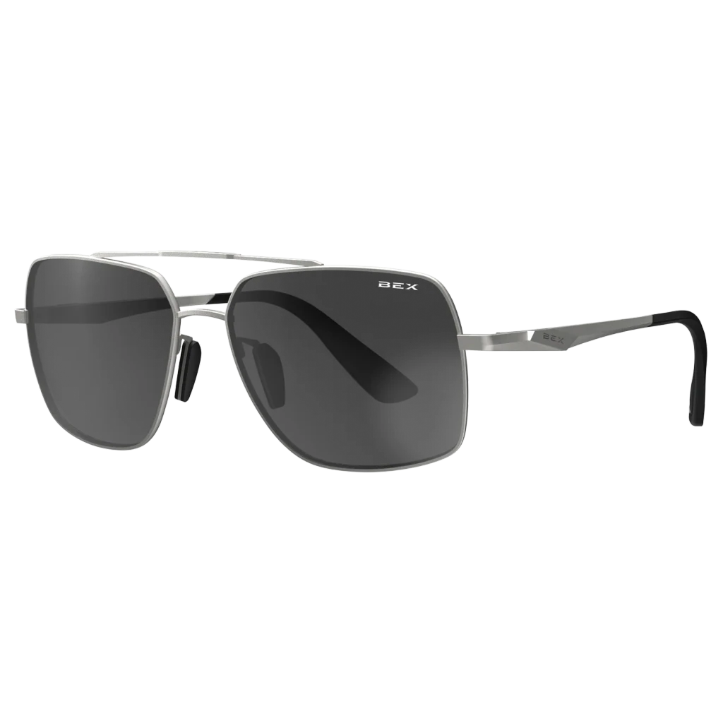 Bex Sunglasses, Wing, Matte Silver, Gray and Silver Frame