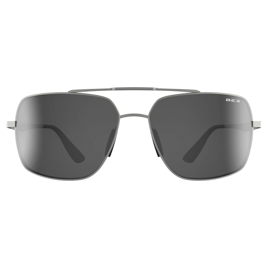 Bex Sunglasses, Wing, Matte Silver, Gray and Silver Frame