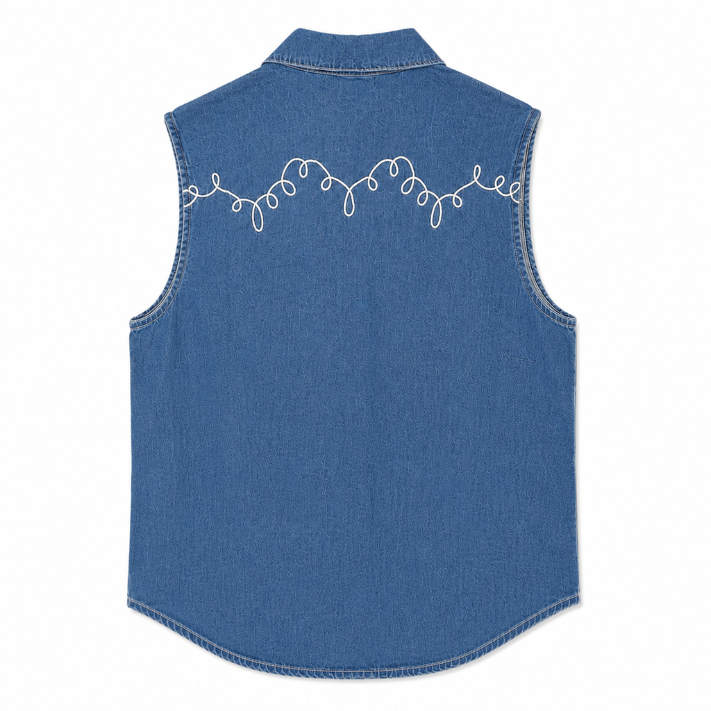 Women's 2Fly Tank, Dallas Days, Denim with White Yoke, Pearl Snap