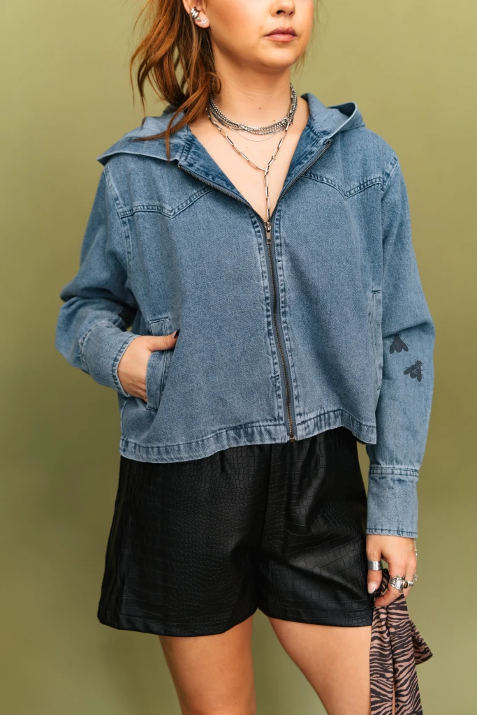 Women's 2Fly Hoodie, Dry Creek Denim, Mid Wash Zip Up