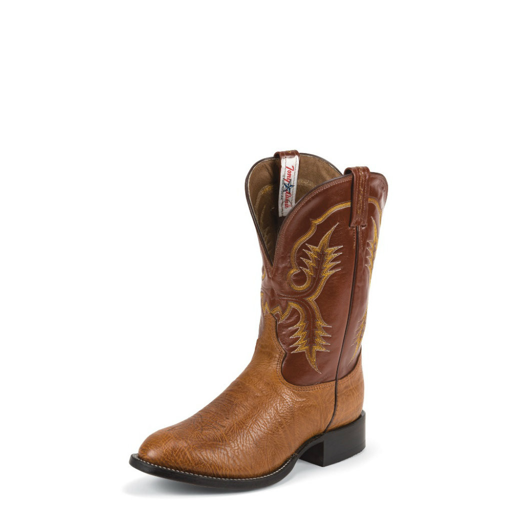 Men's Tony Lama Boot, Dark Brown, Shrunken Shoulder, Round Toe