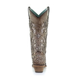 Women's Corral Boots, Brown Snip Toe with Glitter Inlay and Studs