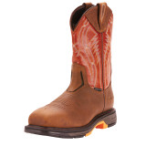 Men's Ariat Boot, Workhog, CarbonToe, Brown with Red Shaft