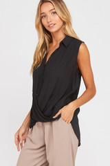 Women's Wishlist Top, Draped Front, Button Up, Collared