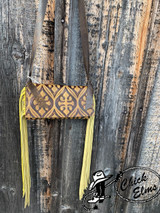 Keep it Gypsy Wallet, Trifold, Tooled Leather with Yellow Fringe