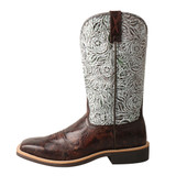 Women's Twisted X Boot, Top Hand, Dark Brown Vamp with Tooled White Shaft