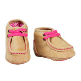 Baby Buckers, Reagan, Tan with Pink Elastic Laces