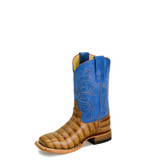 Kids Horse Power Boots, Blue Shaft with Toasted Caiman Print