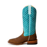 Women's Macie Bean Boots, Tex Marks The Spot, Tan Vamp with Turquoise Diamond Stitch Vamp