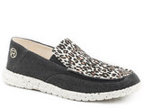 Women's Roper Shoe, Hang Loose, Black with Leopard Vamp