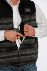 Men's Cinch Vest, Black Aztec Wool, Conceal Carry