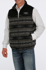 Men's Cinch Vest, Black Aztec Wool, Conceal Carry, Extended Sizes