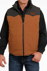 Men's Cinch Vest, Quilted Reversible, Tan and Black / Cream Serape