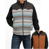 Men's Cinch Vest, Quilted Reversible, Tan and Black / Cream Serape Men's Cinch Vest, Quilted Reversible, Tan and Black / Cream Serape