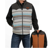 Men's Cinch Vest, Quilted Reversible, Tan and Black / Cream Serape