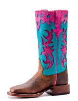 Kids Macie Bean Boots, Pink and Turquoise Stovetop, Brown Vamp