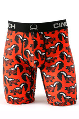 Men's Cinch Boxers, 9" Red, Stinker Skunk Print